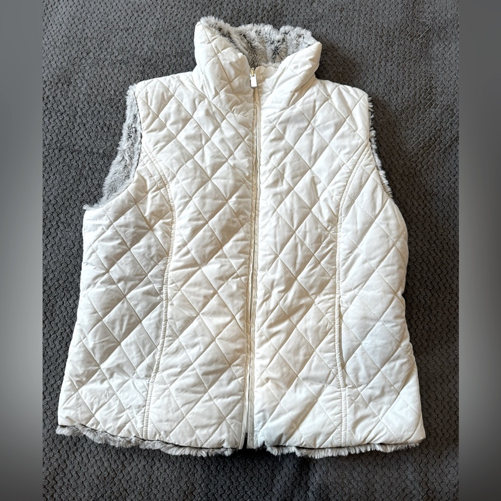 Women's white/grey reversible large vest